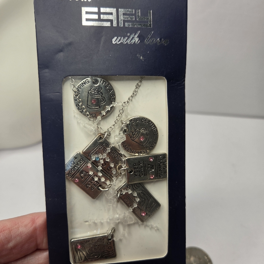 effy charms 2 necklaces with charms new silver tone